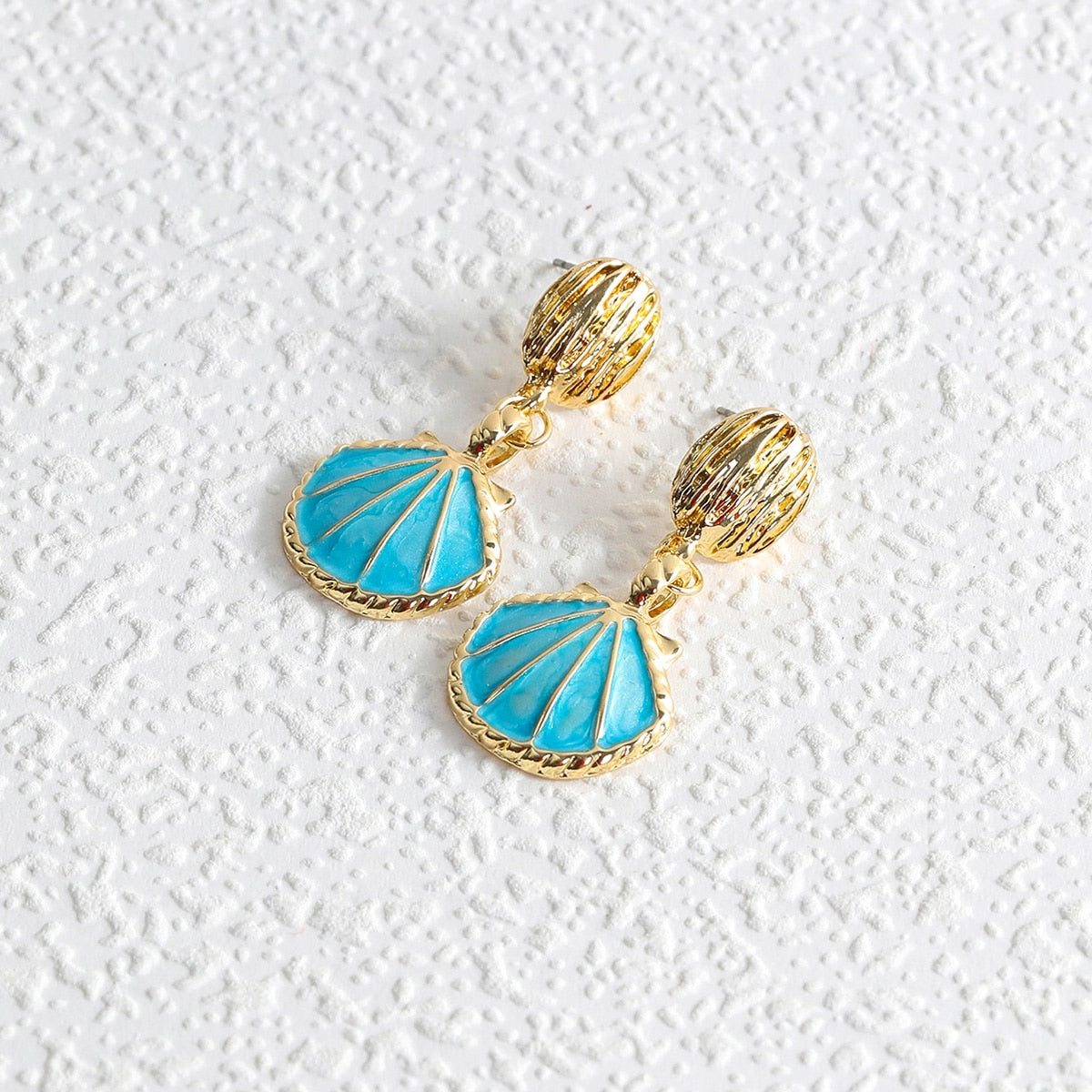 Blue Shell Drop Earrings Women Travel Fashion Cartoon Earrings Creative Jewelry