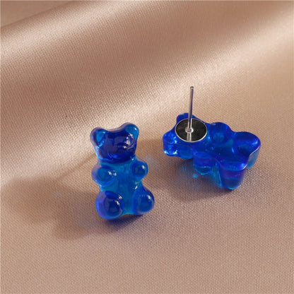 Blue Bear Stud Earrings Women Creativity Jewelry Cute Earring Girls Gift