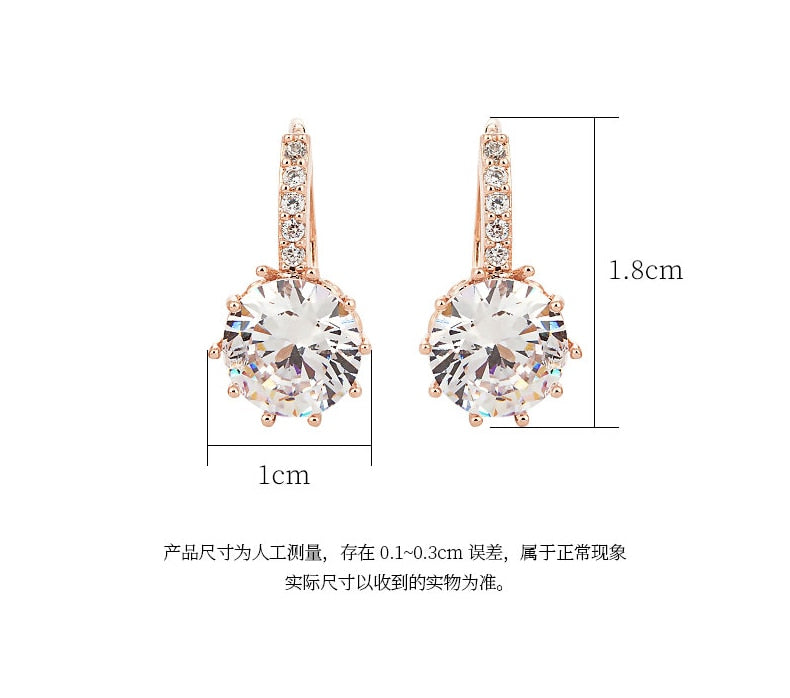 Rose Gold Color Crystal Ear Buckle Ear Studs Earrings Female Fashion Earrings