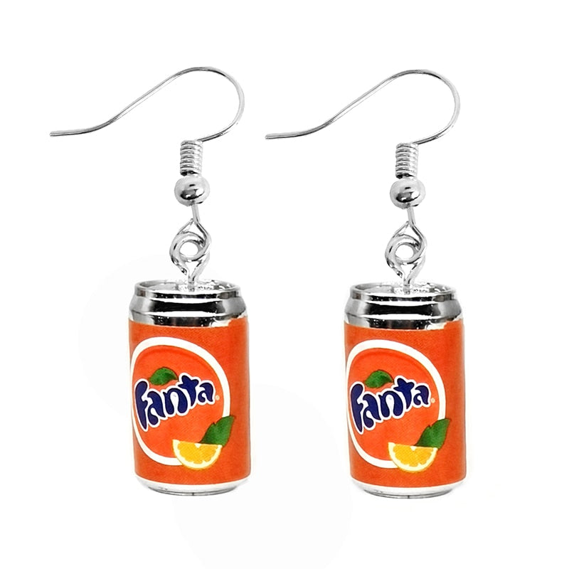 Orange Soda Drop Earrings Women Art Fashion Cartoon Earrings Creative Jewelry