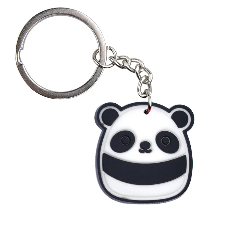 12 Styles Cartoon Cute Rubber Keychain Panda Pig Cat Animal Car Key Chain Bag