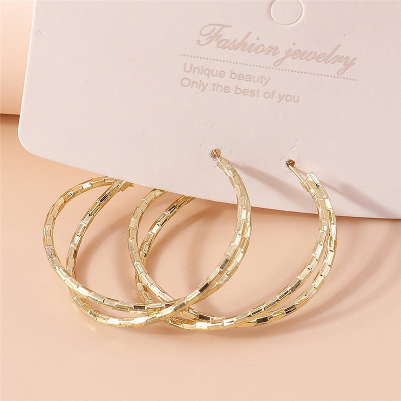 Double Hoop Earrings For Women Girl Fashion Modern Jewelry Gift