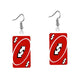 Uno Game Red Reverse Card Drop Earrings Hip Hop Women Party Gift Jewelry Ear