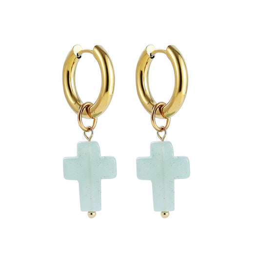 Mint Cross Drop Earrings Women Party Bohemian Jewelry Dangle Gifts Earrings