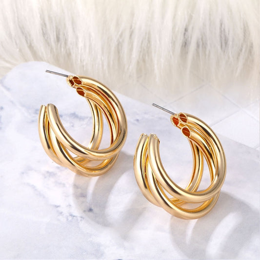 Metal Round Earrings for Women Vintage Hollow Statement Girls Jewelry Ear Stud