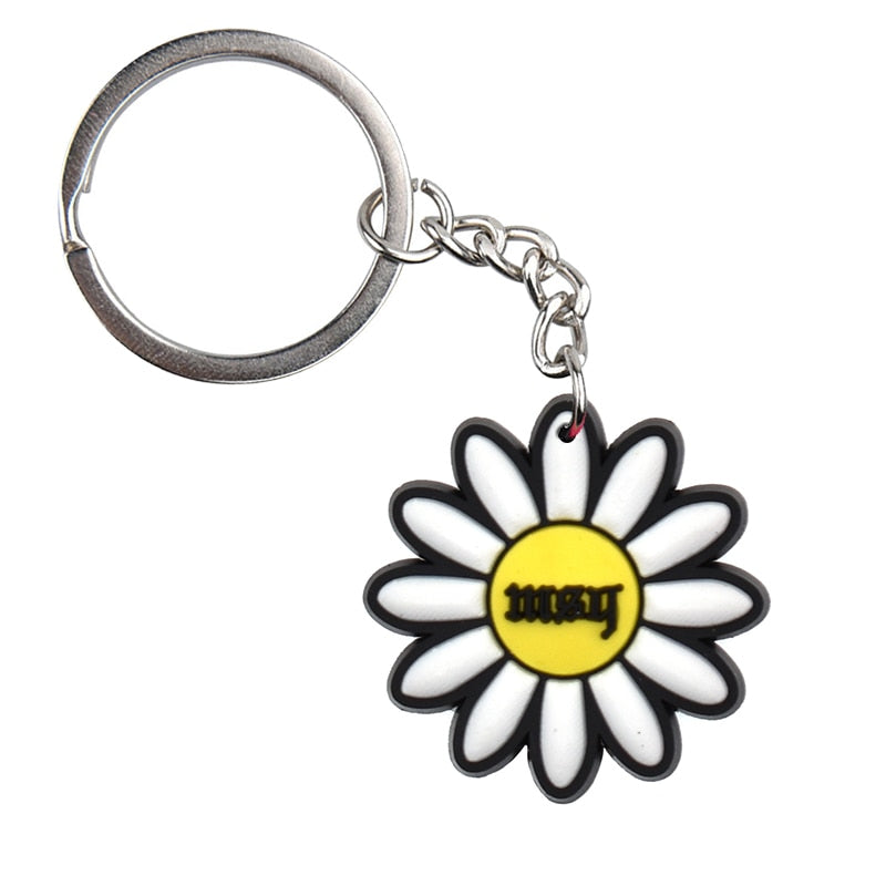 10 Styles Cartoon Colorful Flowers Keyring Cute Creative Fashion Keychains Bag