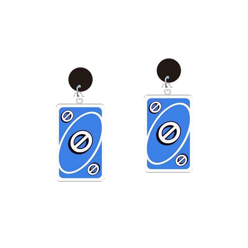 Blue Skip card Uno Game Drop Earrings Hip Hop Women Party Gift Jewelry Ear