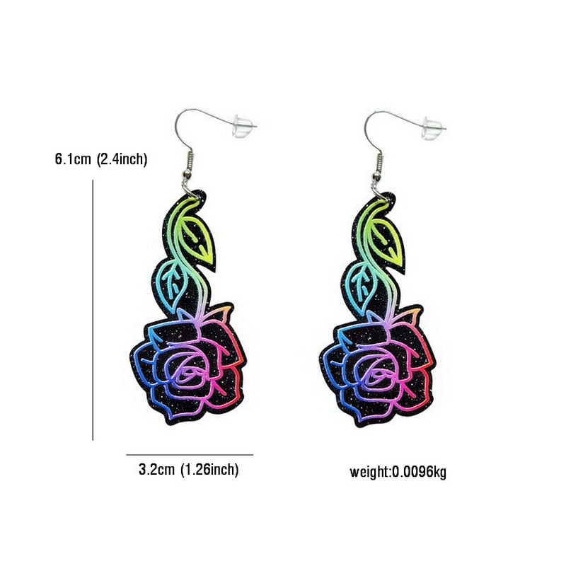 Laser Cut Floral Flower Rose love Dangle Earrings Women Girl Fashion Trendy