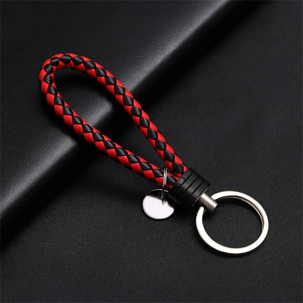 39 Styles PU Leather Braided Woven Rope Keychain DIY Bag Pendant Key Chain