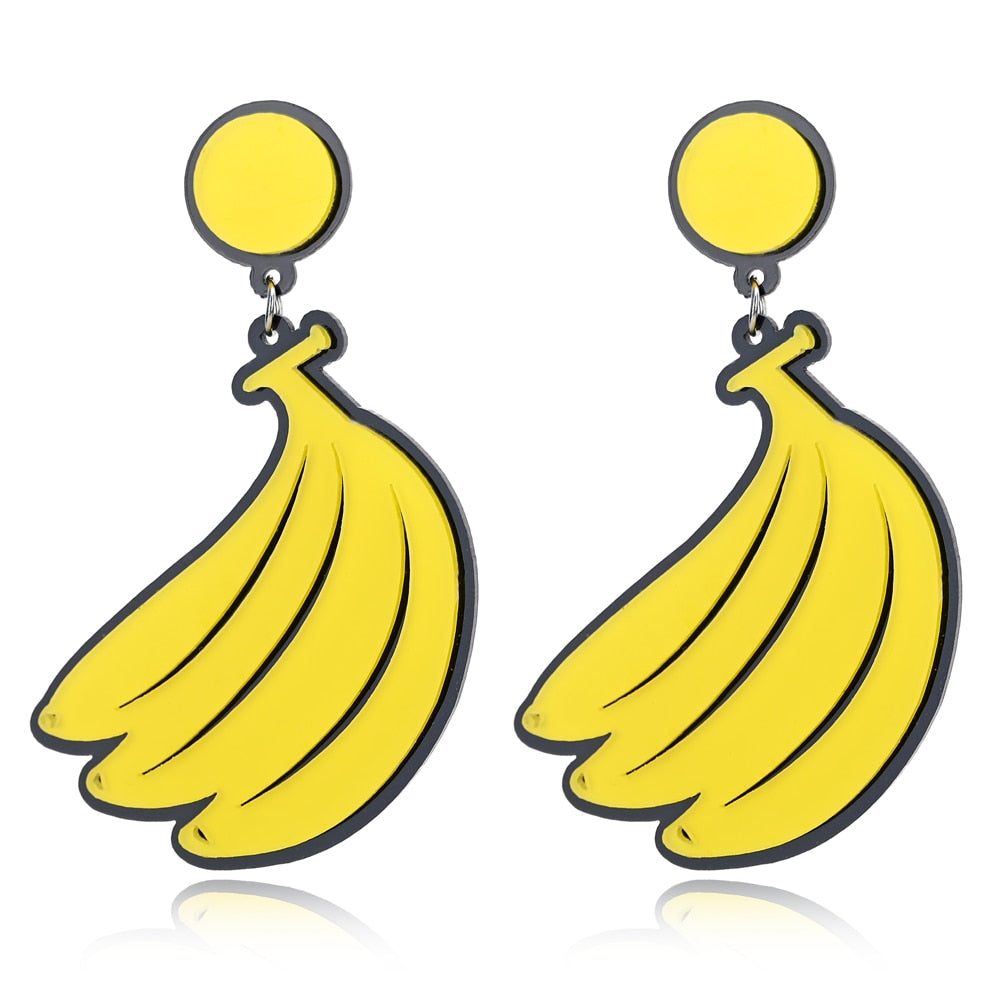 Banana Bunch Acrylic Drop Earrings Women Travel Fashion Cartoon Earrings