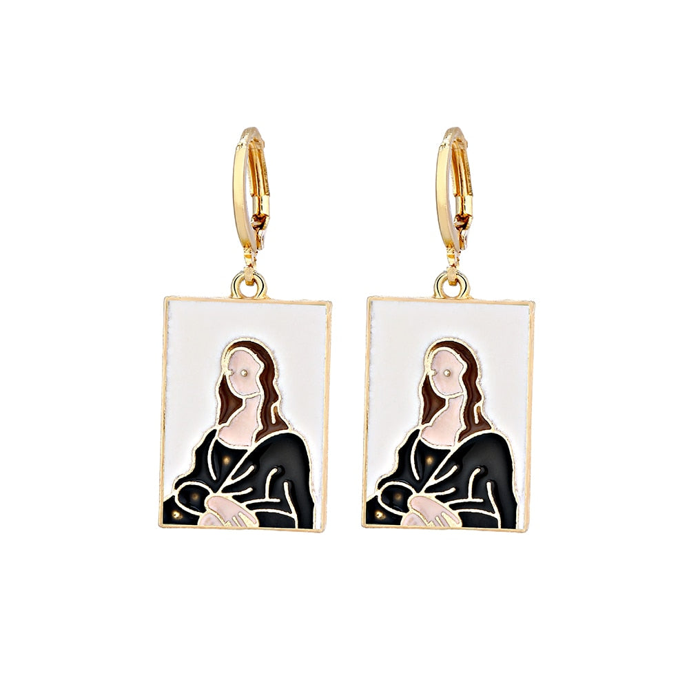 Girl Painting Drop Earrings Jewelry For Women Fashion Accessories Trendy Girl