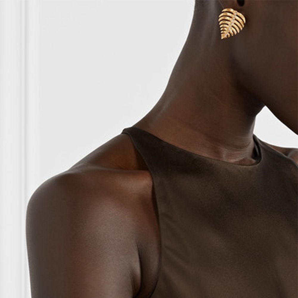 Golod-colored Palm Leaf Fashion Earrings Minimalist Creative Style Ear Studs