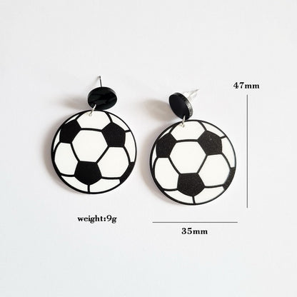 Acrylic Sport Round Football Dangle Earrings Women Girl Fashion Trendy Jewelry