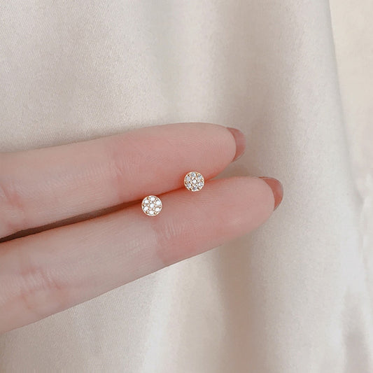 Minimalistic Stone Mini Stud Earrings Cut Asymmetric Mini Earrings Ear Piercing