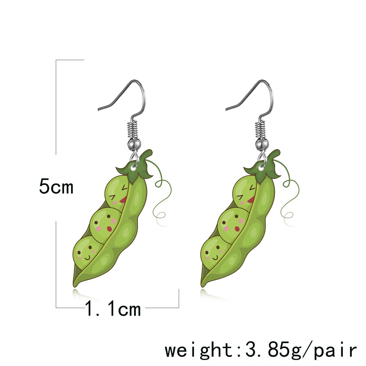 Creative Acrylic Pea Pod Dangle Earrings Charms Jewelry Fashion Creative