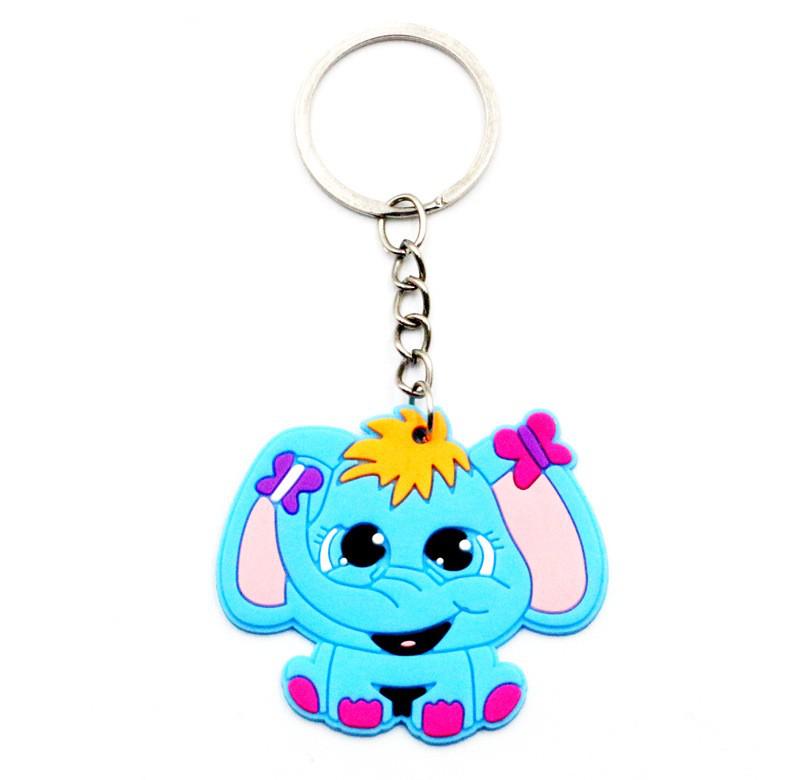 Baby Blue Elephant Keychain Party Gift Cute Keyring Cartoon DIY Jewelry Souvenir