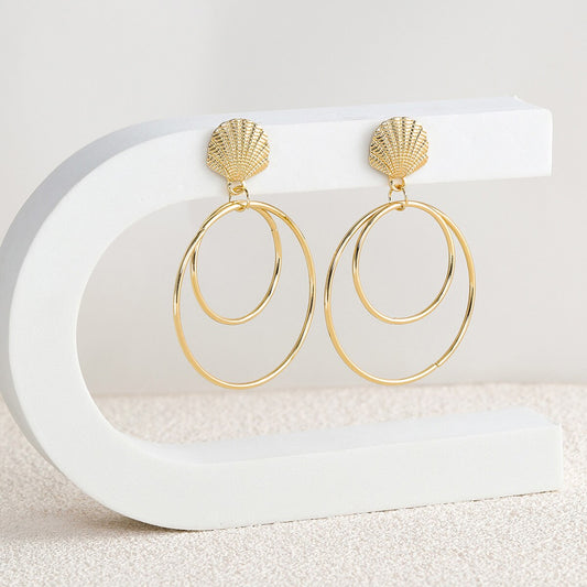 Shell and Circle Dangle Earrings for Fashion Stylish Jewelry Drop Earrings