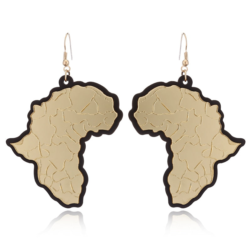 Gold Africa Acrylic Drop Earrings Women Travel Fashion Cartoon Earrings Creative