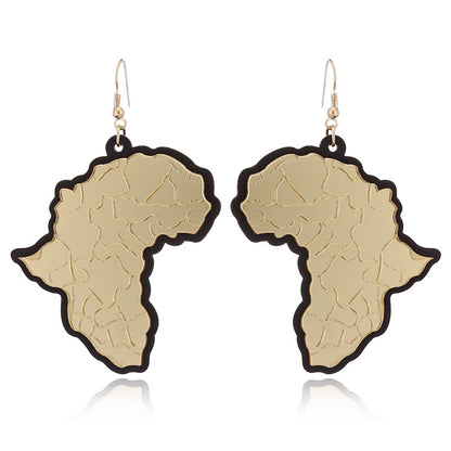 Gold Africa Acrylic Drop Earrings Women Travel Fashion Cartoon Earrings Creative