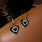 Rhinestone Black Heart Drop Earrings Women Party Wedding Jewelry Dangle Gifts