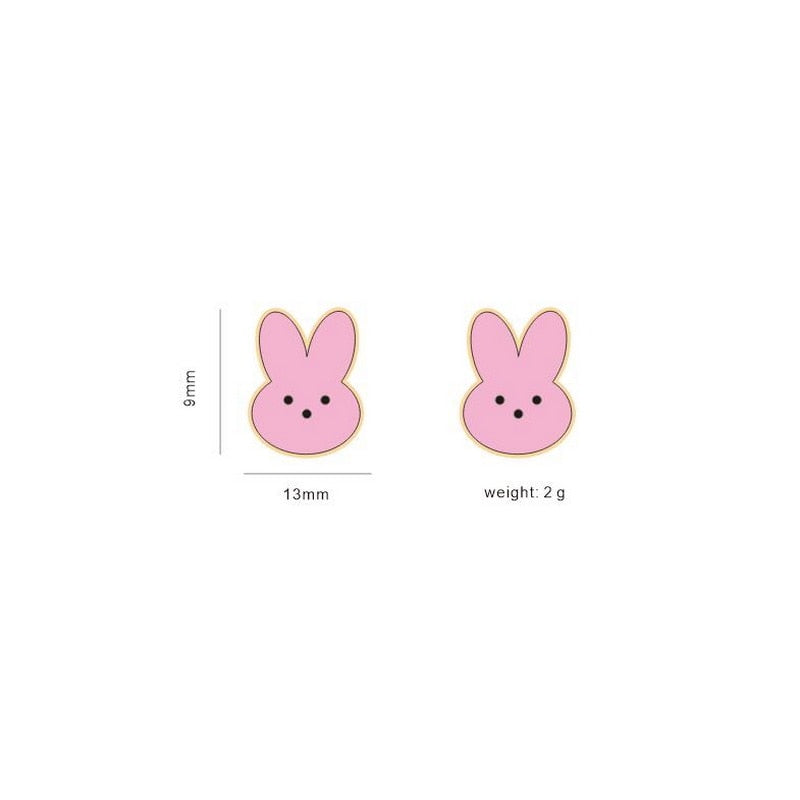 Easter Pink Bunny Wooden Stud Earrings Women Gifts Earring Cute Girls Eardrop