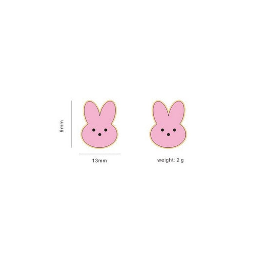 Easter Pink Bunny Wooden Stud Earrings Women Gifts Earring Cute Girls Eardrop