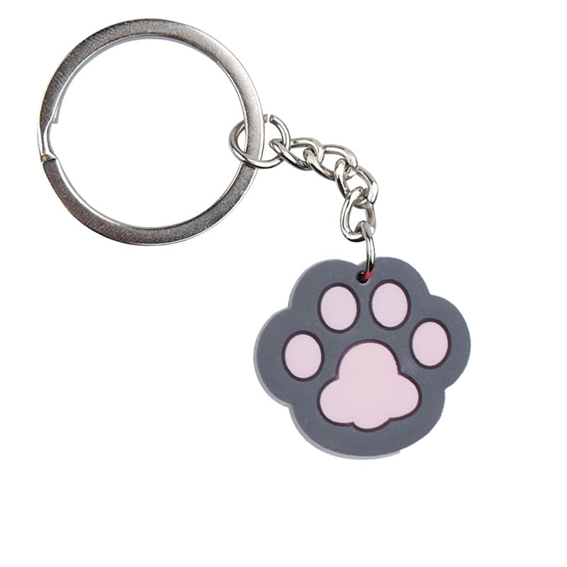 Dark Grey Dog Cat Paw Keychain Party Gift Cute Keyring Cartoon DIY Jewelry