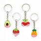 6 Styles Dipped Avocado Strawberry Carrot Cherry Pineapple Cartoon Keyring Cute