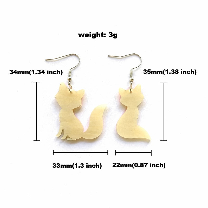 Acrylic Orange Fox Drop Charm Earrings For Women Girl Fashion Modern Jewelry