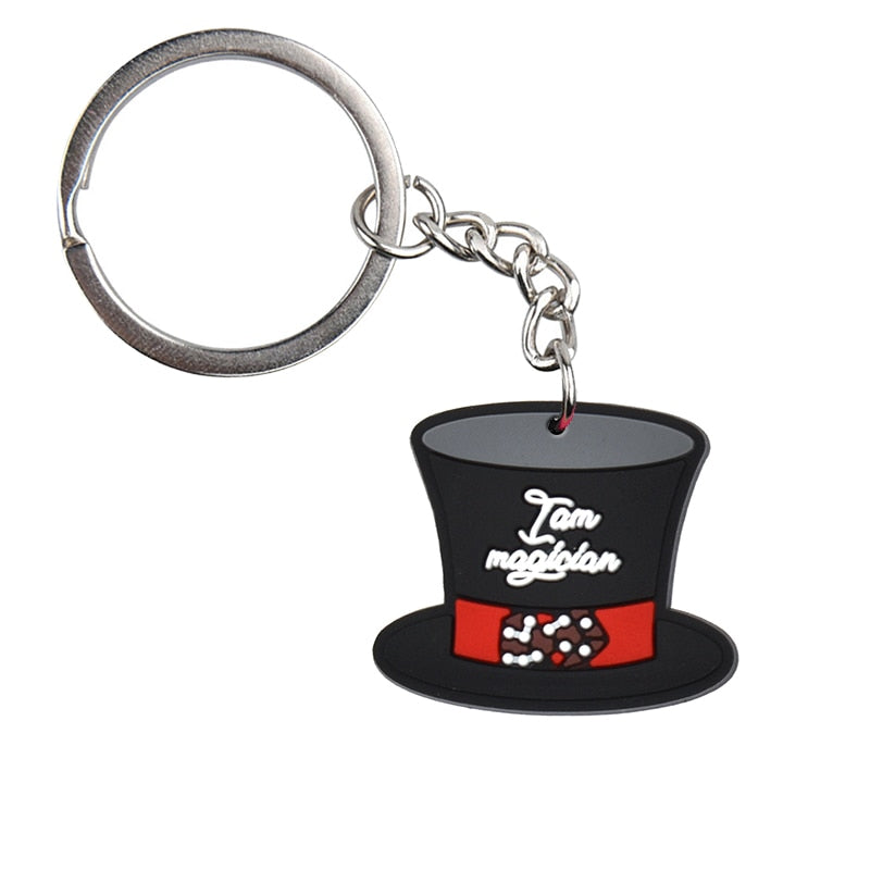 Magic Hat Design Soft PVC Key Ring Keychain Pendant Retro Lucky Jackpot Business