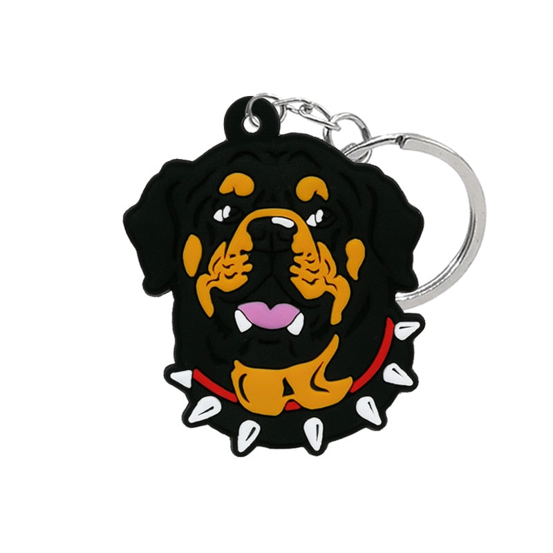 Rottweiler Dog Keyring Cute Cartoon Style Keychains Bag Car Pendant Jewelry Gift