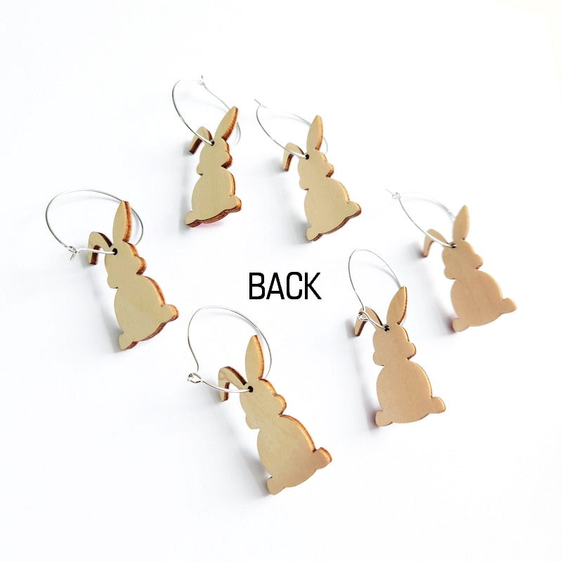 Leopard Bunny with Tail Wooden Drop Earrings Women Gifts Earring Cute Girls