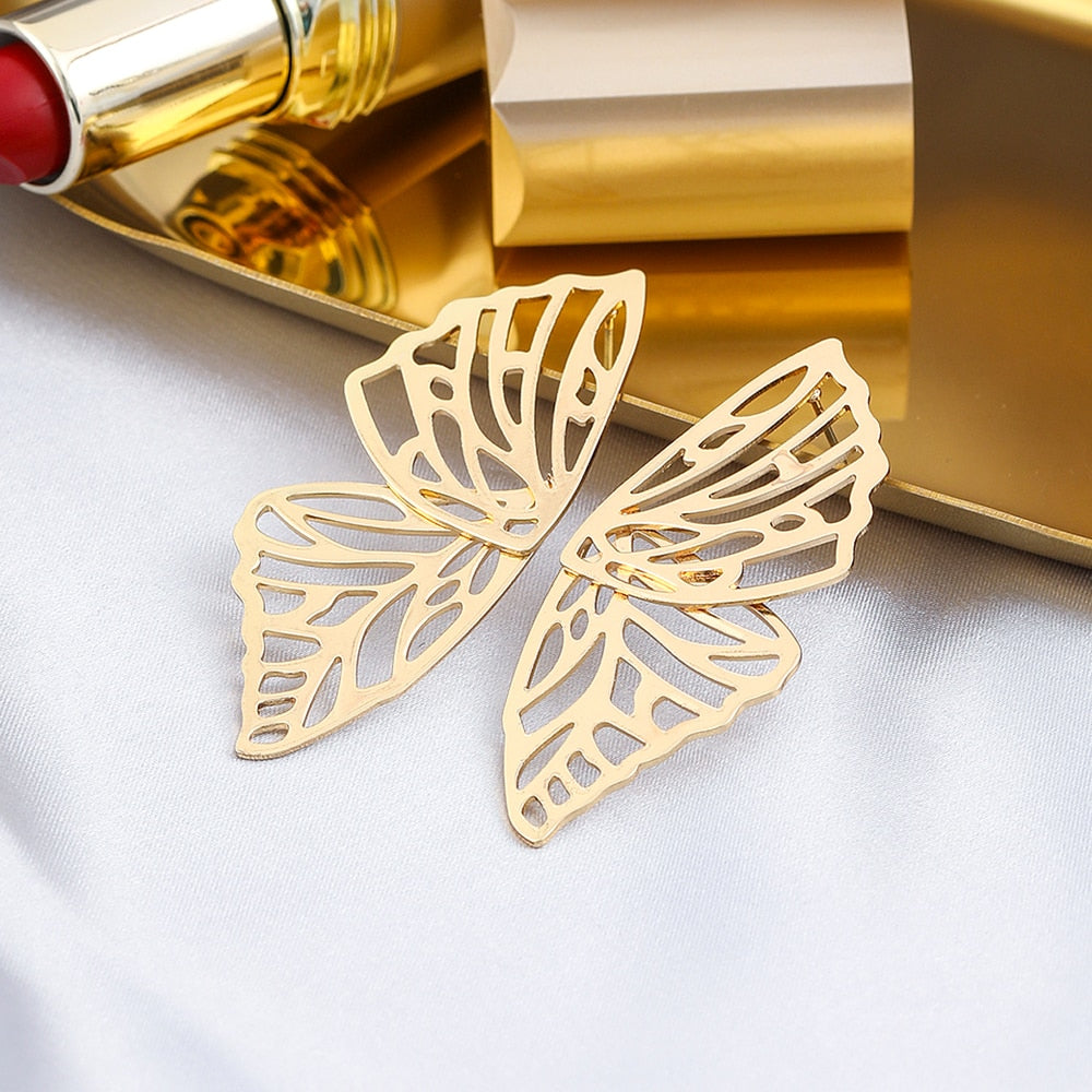 Hollow Out Large Butterfly Wings Earrings Women Girl Fashion Trendy Jewelry