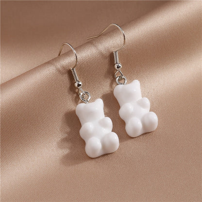 White Cute Bear Drop Earrings Women Creativity Jewelry Cute Earring Girls Gift