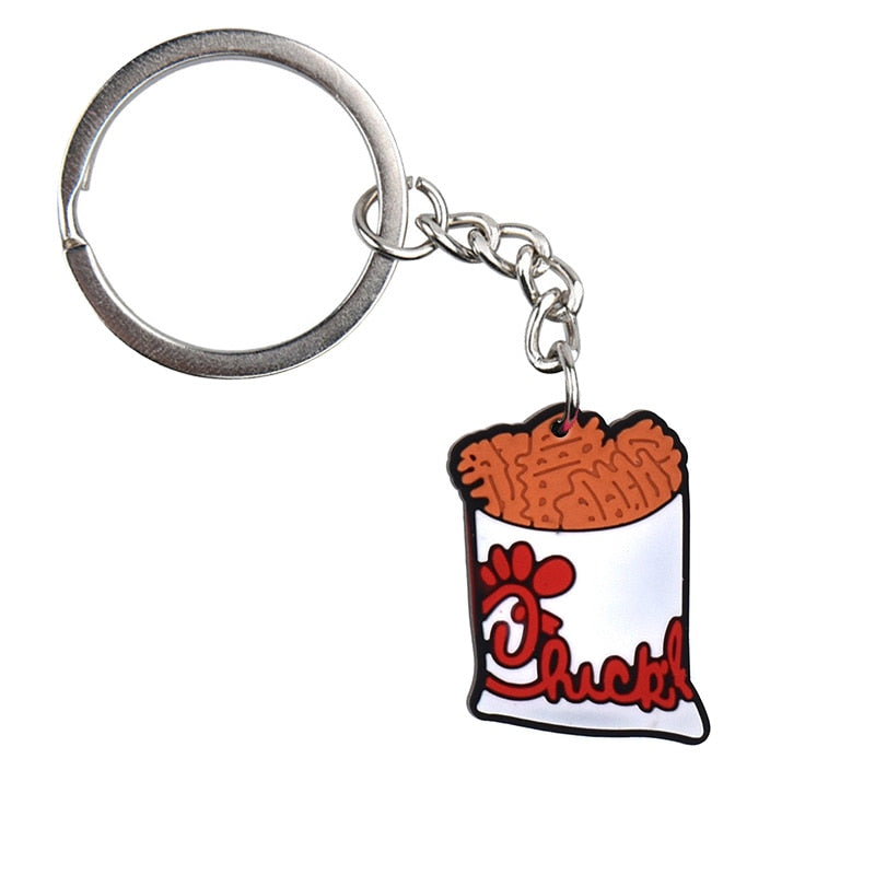 Waffle French Fries Keychain Cartoon Creative Gift Key Holder Keyring Anime