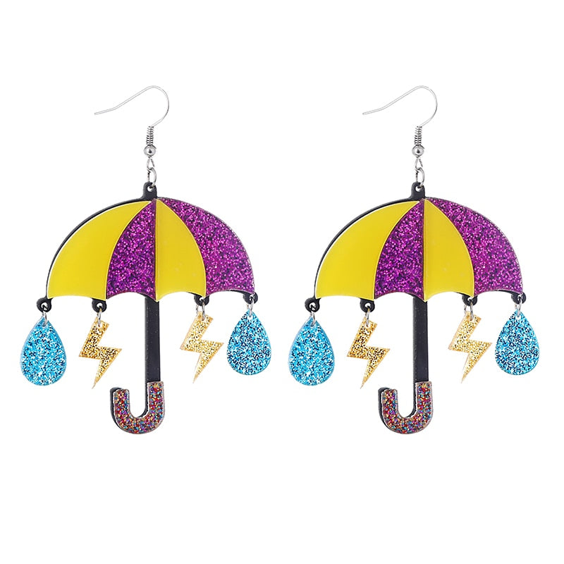 Umbrella Acrylic Drop Earrings Women Travel Fashion Cartoon Earrings Creative