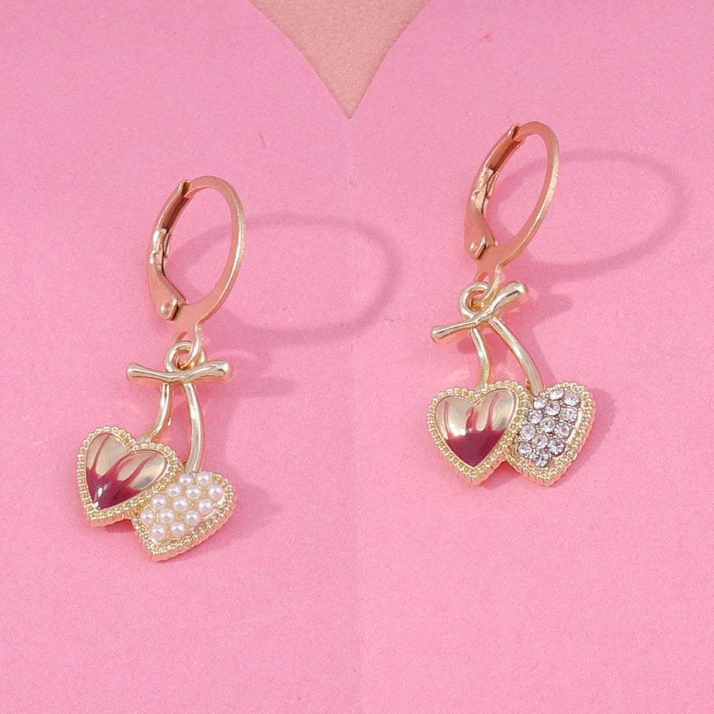 Double Heart Drip Pattern Drop Earrings Women Gifts Earring Cute Girls Eardrop