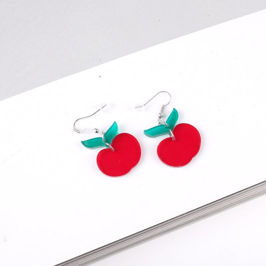 Apple Funny Cute Resin Foods Drop Earrings Women Creativity Jewelry Cute Earring