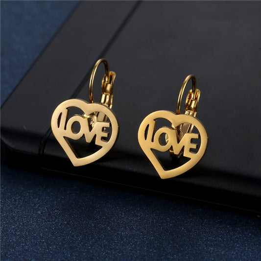 Love Heart Stud Earrings Stainless Steel Women Party Gifts Charms Earring