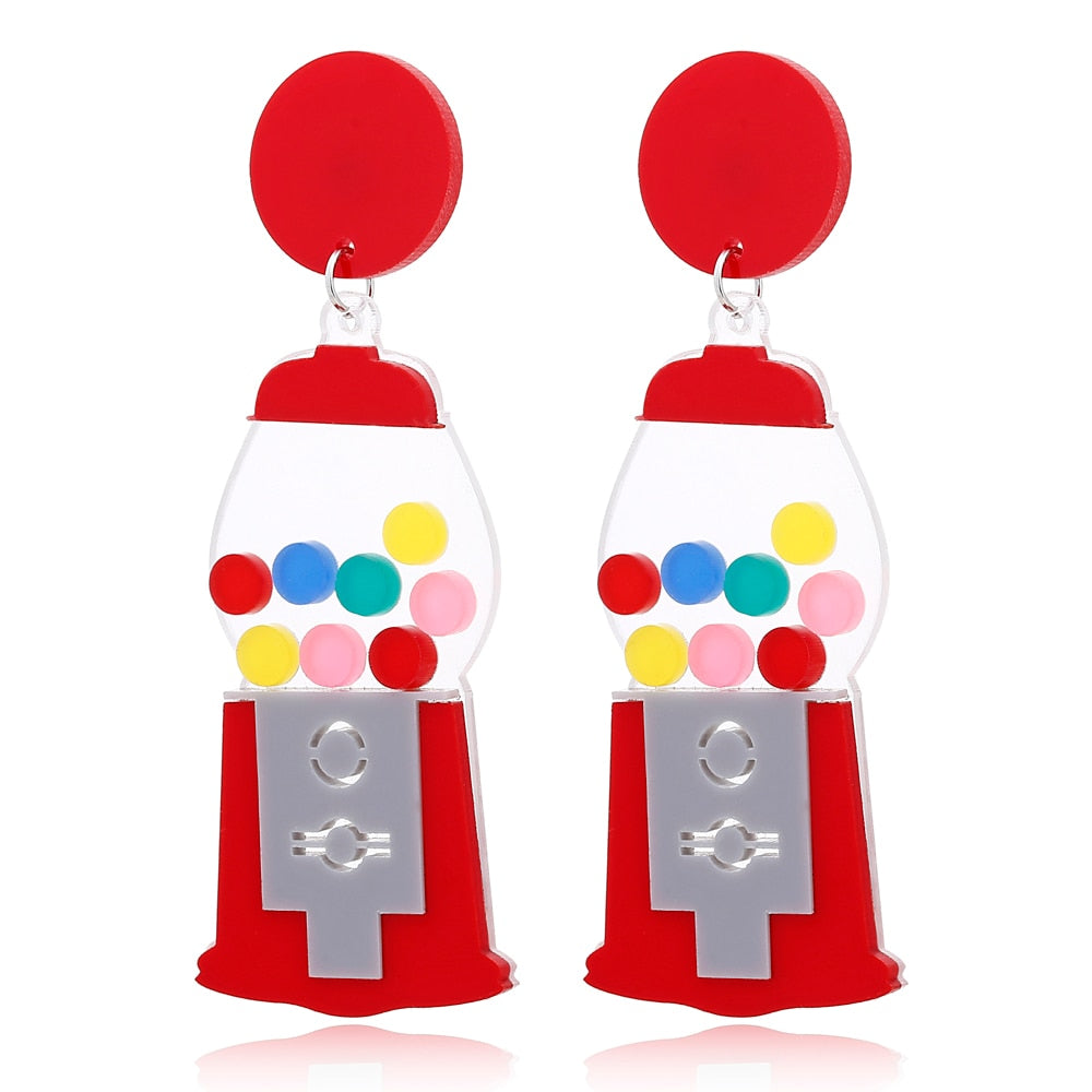 Gum Machine Drop Earrings Women Travel Fashion Cartoon Earrings Creative Jewelry