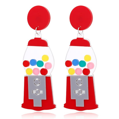 Gum Machine Drop Earrings Women Travel Fashion Cartoon Earrings Creative Jewelry