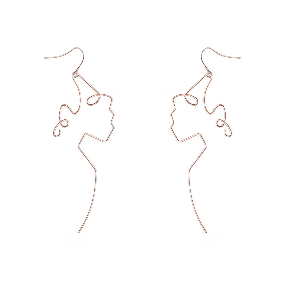 Retro Abstract Wire Drop Earrings Women Travel Fashion Cartoon Earrings Creative