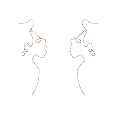 Retro Abstract Wire Drop Earrings Women Travel Fashion Cartoon Earrings Creative