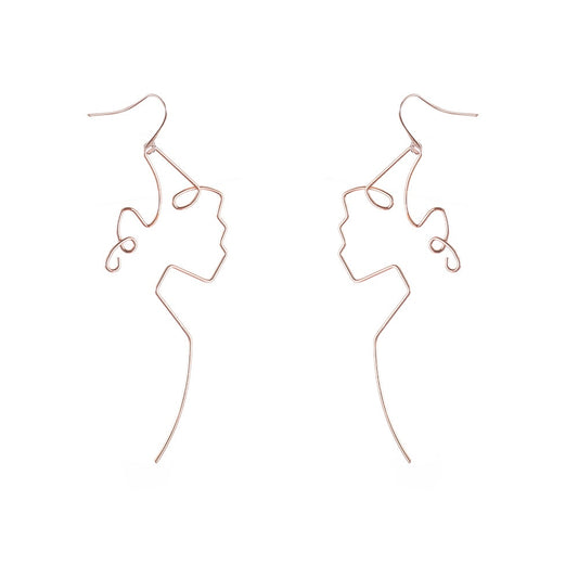 Retro Abstract Wire Drop Earrings Women Travel Fashion Cartoon Earrings Creative