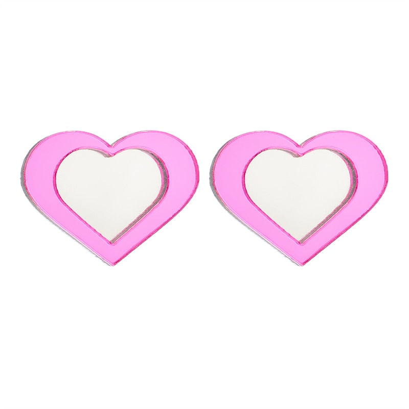 Pink Heart Drop Earrings Women Travel Fashion Cartoon Earrings Creative Jewelry