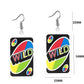 Uno Game Wild Card Drop Earrings Hip Hop Women Party Gift Jewelry Ear Fashion