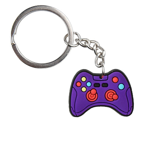 Purple Game Controller Creative Cartoon Soft PVC Rubber Keychain Keyring Women