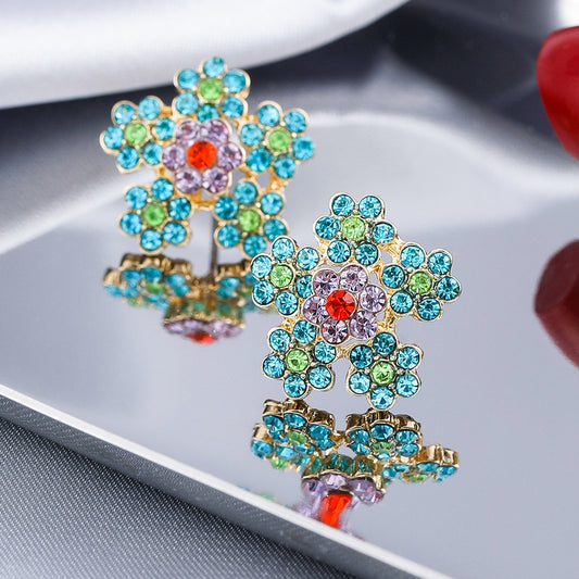 Mixed Color Snowflake Lady Cute Stud Earrings for Women Jewelry Girls Earrings