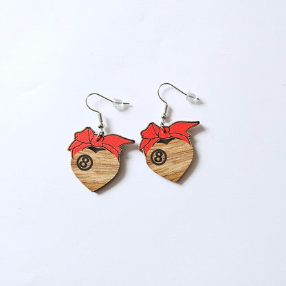 Billiard Ball Wooden Drop Earrings Women Gifts Earring Cute Girls Eardrop