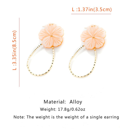 Peach Shell Flower Drop Earrings Jewelry For Women Fashion Accessories Trendy